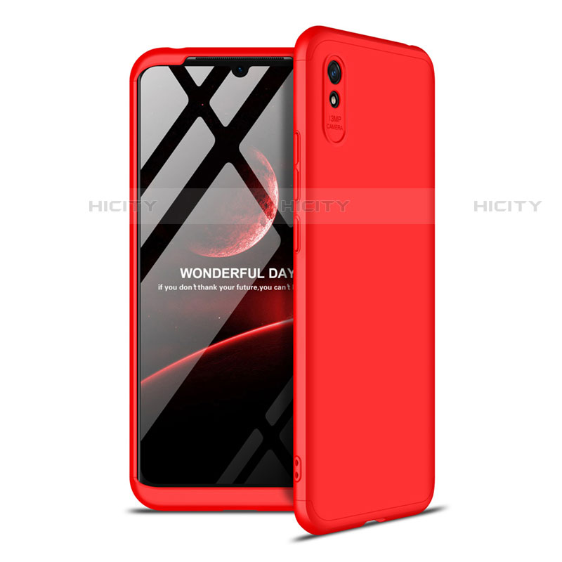 Coque Plastique Mat Protection Integrale 360 Degres Avant et Arriere Etui Housse P02 pour Xiaomi Redmi 9A Rouge Plus