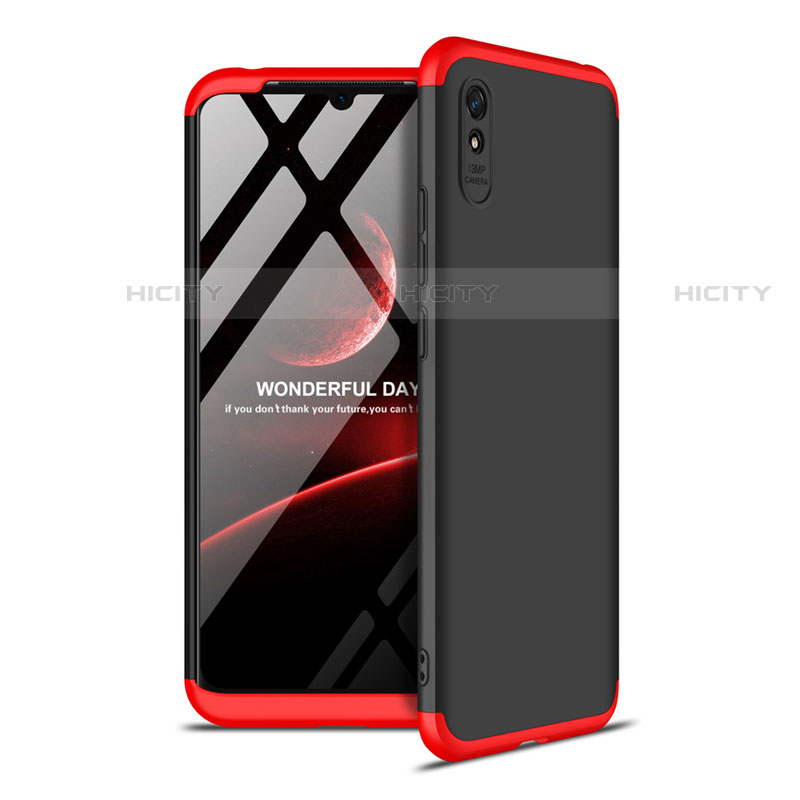 Coque Plastique Mat Protection Integrale 360 Degres Avant et Arriere Etui Housse P02 pour Xiaomi Redmi 9A Rouge et Noir Plus