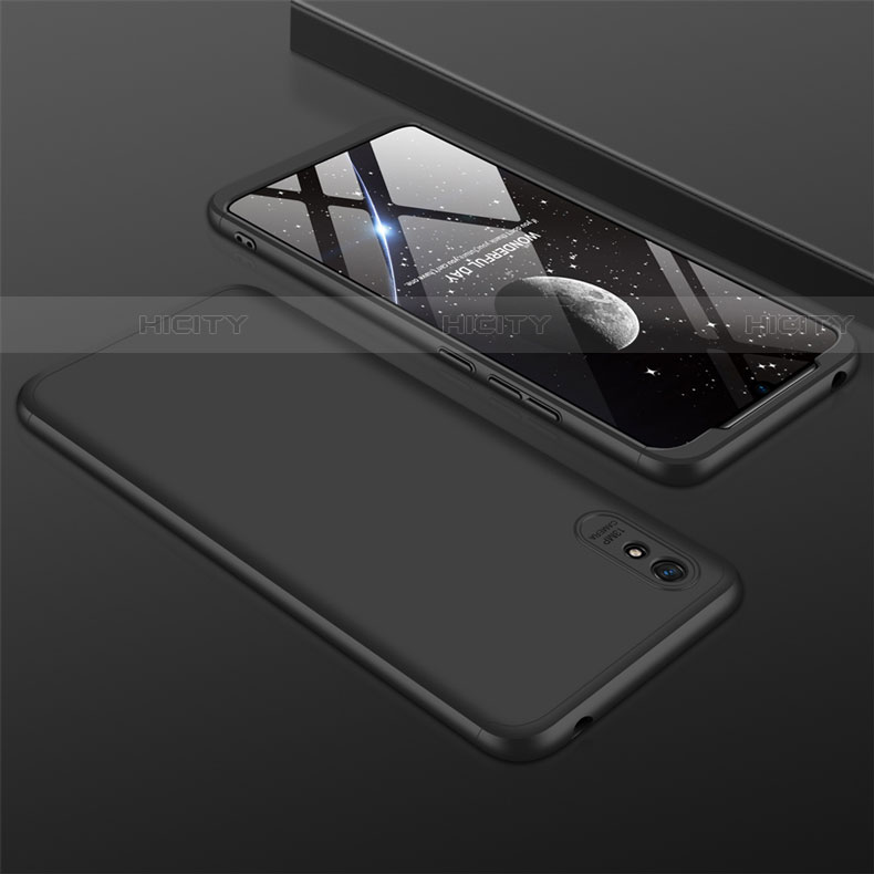 Coque Plastique Mat Protection Integrale 360 Degres Avant et Arriere Etui Housse P03 pour Xiaomi Redmi 9A Noir Plus