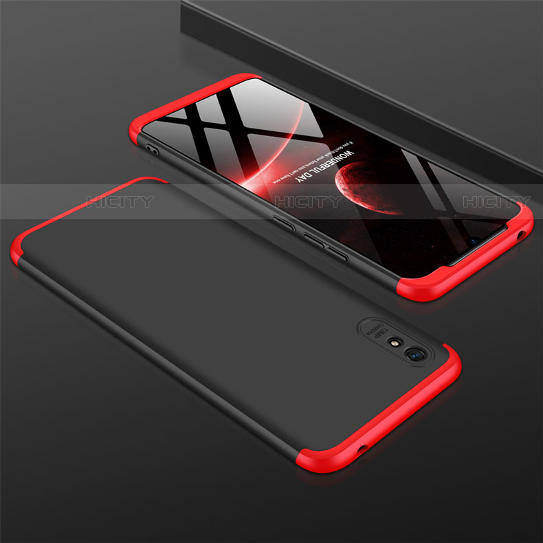 Coque Plastique Mat Protection Integrale 360 Degres Avant et Arriere Etui Housse P03 pour Xiaomi Redmi 9i Rouge et Noir Plus