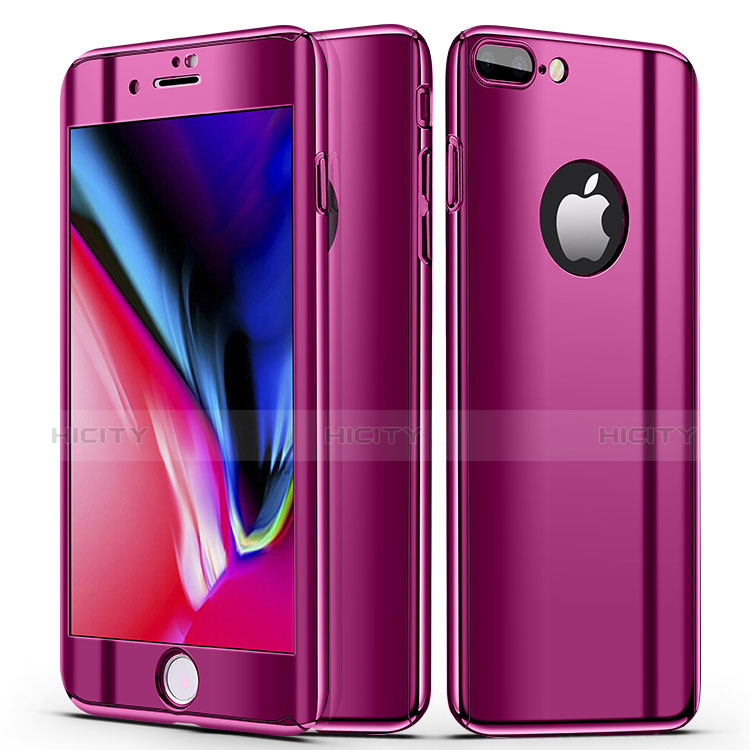 Coque Plastique Mat Protection Integrale 360 Degres Avant et Arriere Etui Housse pour Apple iPhone 7 Plus Violet Plus