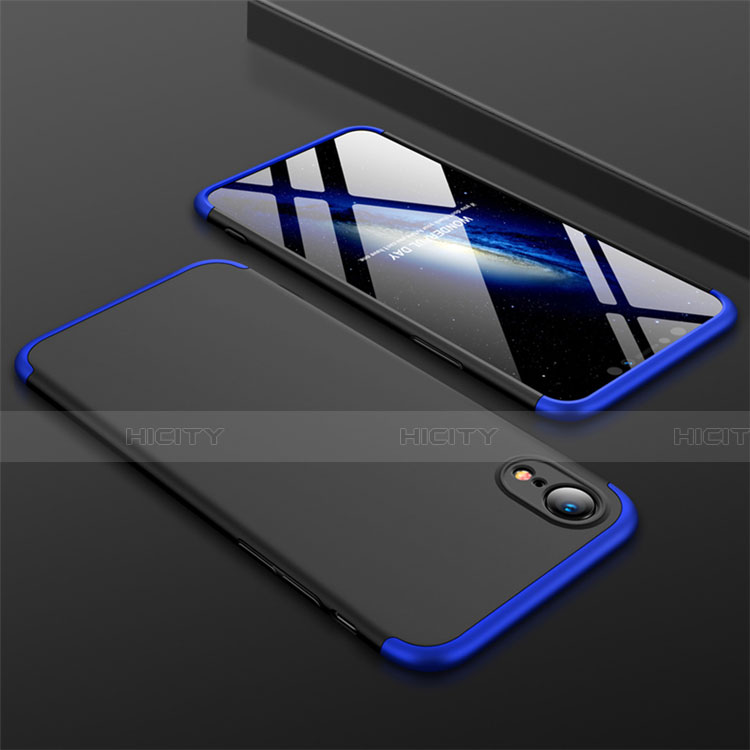 Coque Plastique Mat Protection Integrale 360 Degres Avant et Arriere Etui Housse pour Apple iPhone XR Bleu et Noir Plus