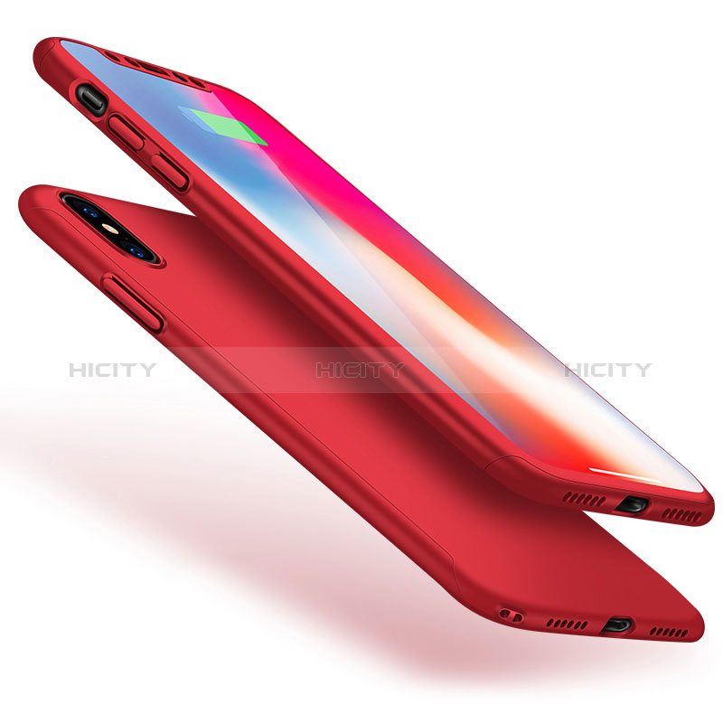 Coque Plastique Mat Protection Integrale 360 Degres Avant et Arriere Etui Housse pour Apple iPhone Xs Max Rouge Plus