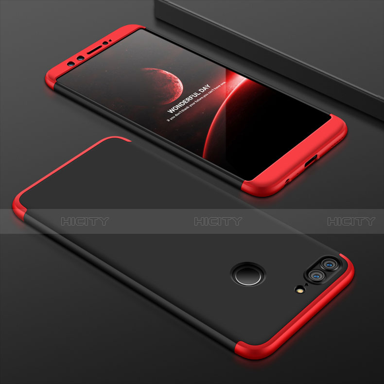 Coque Plastique Mat Protection Integrale 360 Degres Avant et Arriere Etui Housse pour Huawei Honor 9 Lite Rouge et Noir Plus