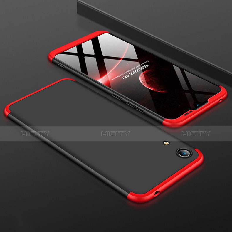 Coque Plastique Mat Protection Integrale 360 Degres Avant et Arriere Etui Housse pour Huawei Honor Play 8A Rouge et Noir Plus