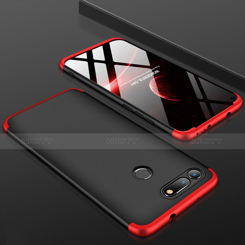 Coque Plastique Mat Protection Integrale 360 Degres Avant et Arriere Etui Housse pour Huawei Honor V20 Rouge et Noir Plus