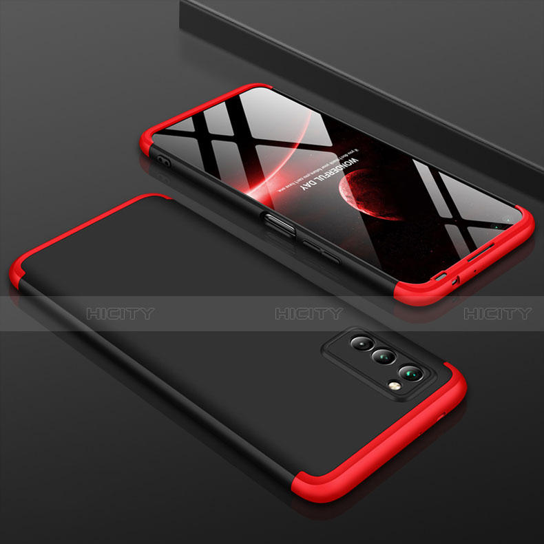 Coque Plastique Mat Protection Integrale 360 Degres Avant et Arriere Etui Housse pour Huawei Honor V30 5G Rouge et Noir Plus