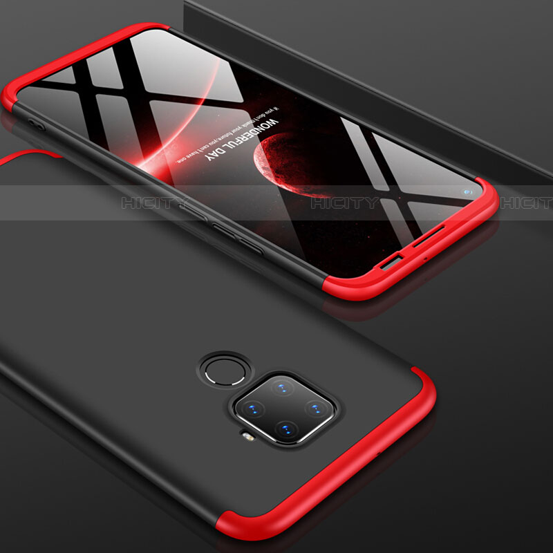 Coque Plastique Mat Protection Integrale 360 Degres Avant et Arriere Etui Housse pour Huawei Nova 5z Rouge et Noir Plus