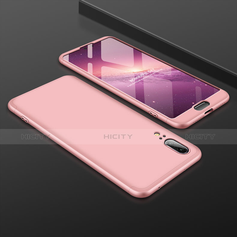 Coque Plastique Mat Protection Integrale 360 Degres Avant et Arriere Etui Housse pour Huawei P20 Or Rose Plus