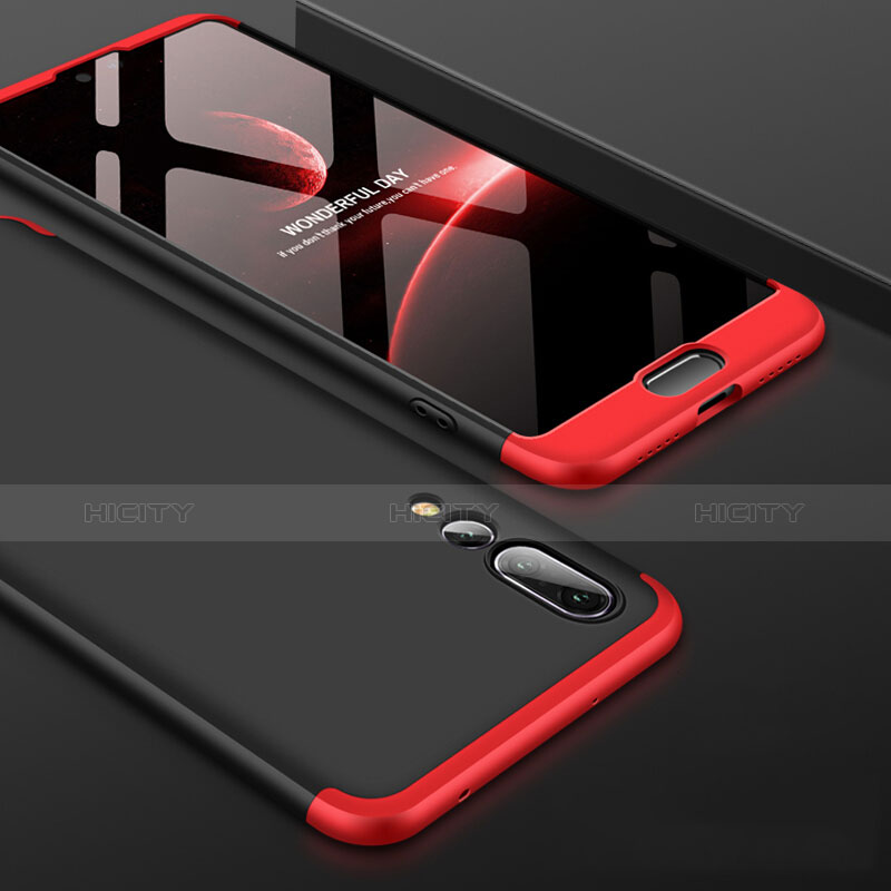 Coque Plastique Mat Protection Integrale 360 Degres Avant et Arriere Etui Housse pour Huawei P20 Pro Rouge et Noir Plus