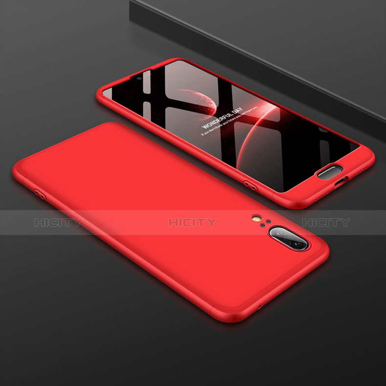 Coque Plastique Mat Protection Integrale 360 Degres Avant et Arriere Etui Housse pour Huawei P20 Rouge Plus