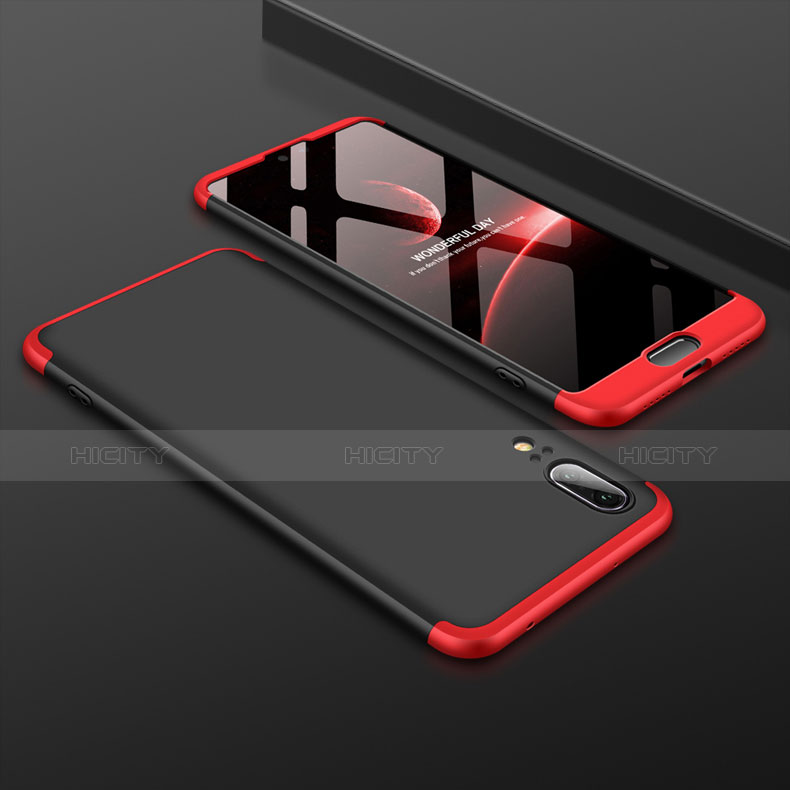 Coque Plastique Mat Protection Integrale 360 Degres Avant et Arriere Etui Housse pour Huawei P20 Rouge et Noir Plus