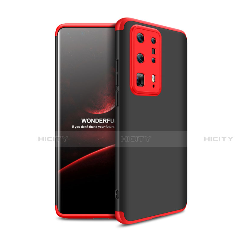 Coque Plastique Mat Protection Integrale 360 Degres Avant et Arriere Etui Housse pour Huawei P40 Pro+ Plus Rouge et Noir Plus