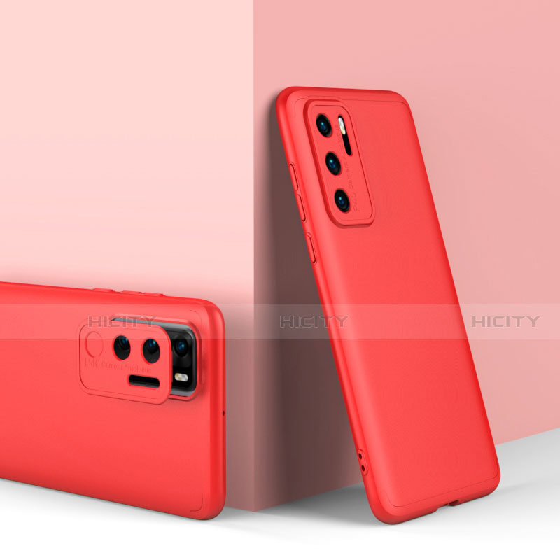 Coque Plastique Mat Protection Integrale 360 Degres Avant et Arriere Etui Housse pour Huawei P40 Rouge Plus