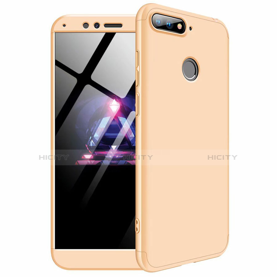 Coque Plastique Mat Protection Integrale 360 Degres Avant et Arriere Etui Housse pour Huawei Y6 Prime (2018) Or Plus