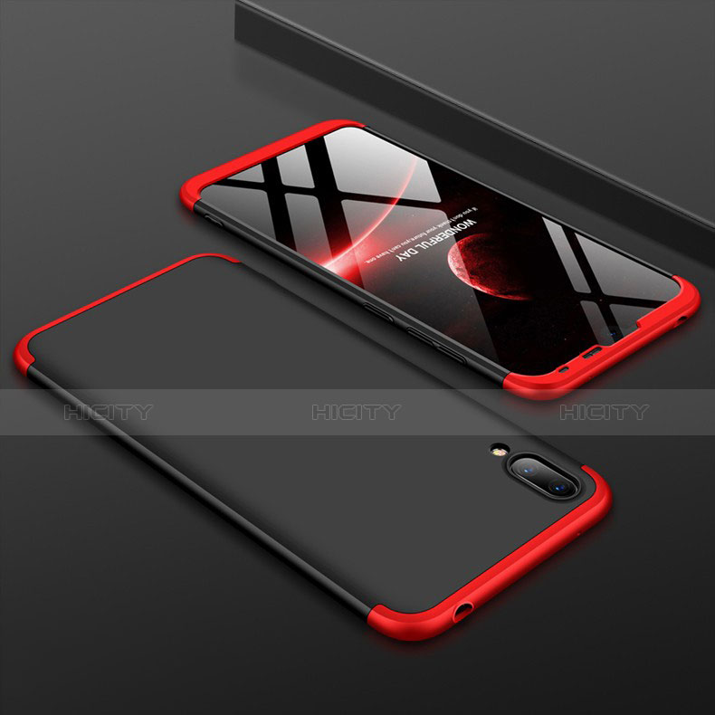 Coque Plastique Mat Protection Integrale 360 Degres Avant et Arriere Etui Housse pour Huawei Y7 Prime (2019) Rouge et Noir Plus