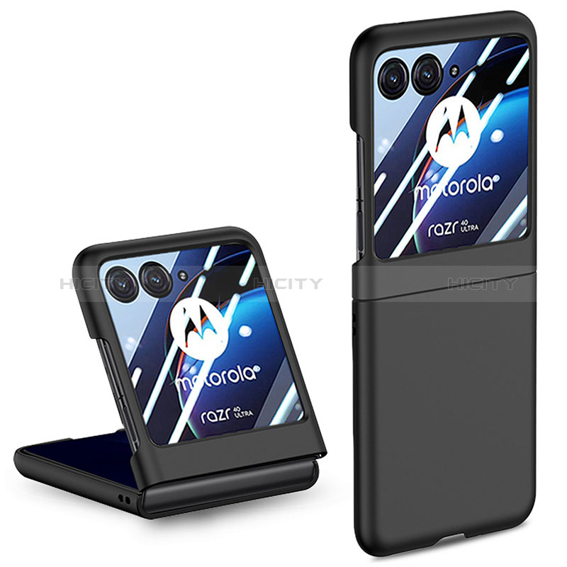 Coque Plastique Mat Protection Integrale 360 Degres Avant et Arriere Etui Housse pour Motorola Moto Razr 40 Ultra 5G Noir Plus