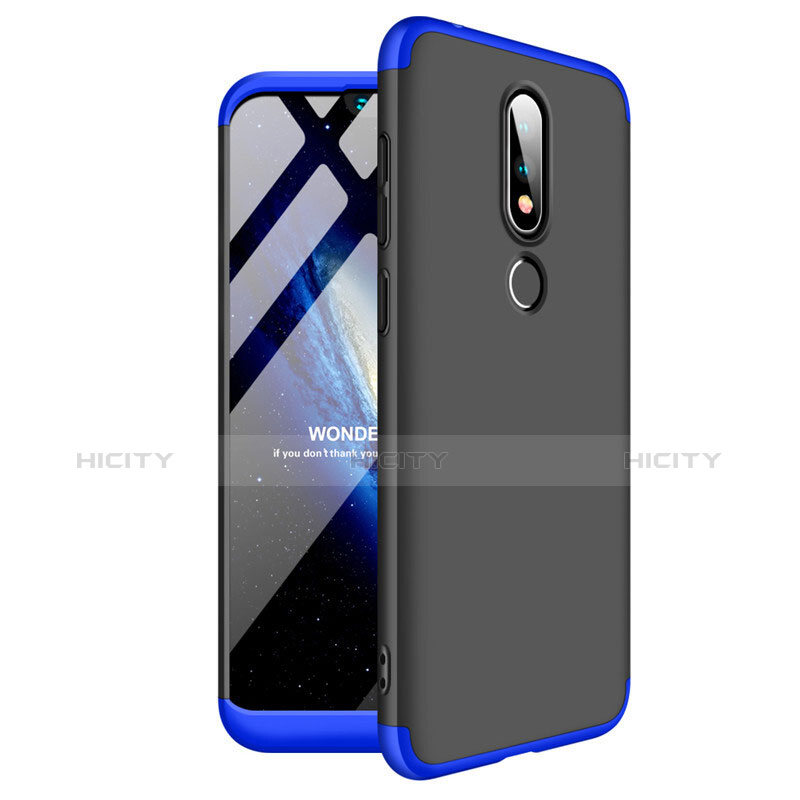 Coque Plastique Mat Protection Integrale 360 Degres Avant et Arriere Etui Housse pour Nokia 6.1 Plus Bleu et Noir Plus