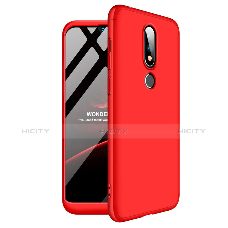 Coque Plastique Mat Protection Integrale 360 Degres Avant et Arriere Etui Housse pour Nokia 6.1 Plus Rouge Plus