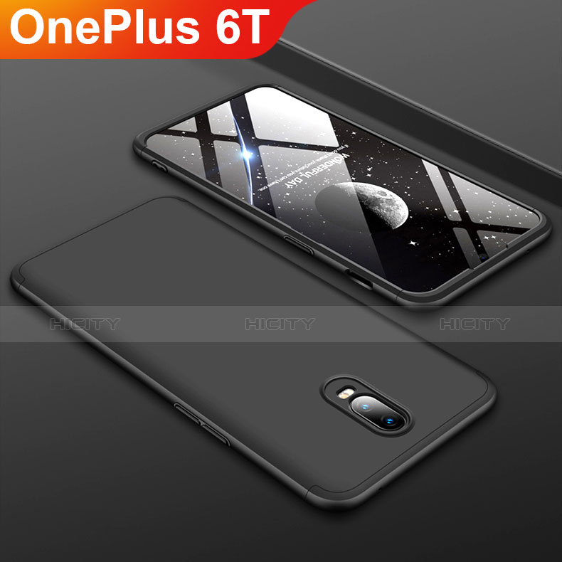 Coque Plastique Mat Protection Integrale 360 Degres Avant et Arriere Etui Housse pour OnePlus 6T Noir Plus