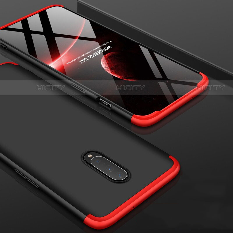 Coque Plastique Mat Protection Integrale 360 Degres Avant et Arriere Etui Housse pour OnePlus 7 Pro Rouge et Noir Plus