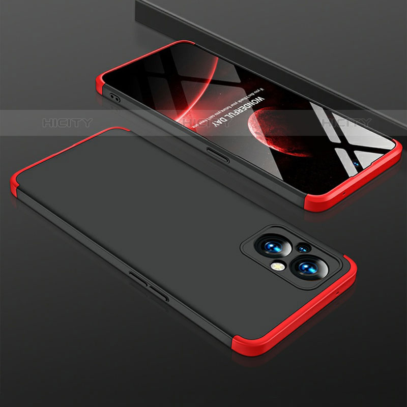 Coque Plastique Mat Protection Integrale 360 Degres Avant et Arriere Etui Housse pour OnePlus Nord N20 5G Rouge et Noir Plus