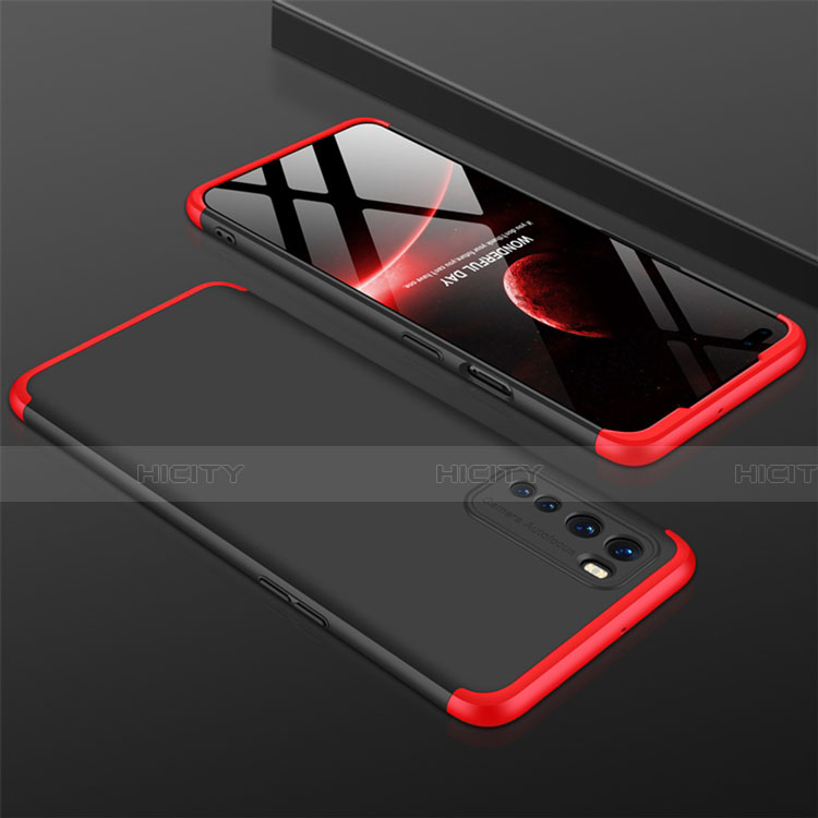 Coque Plastique Mat Protection Integrale 360 Degres Avant et Arriere Etui Housse pour OnePlus Nord Rouge et Noir Plus