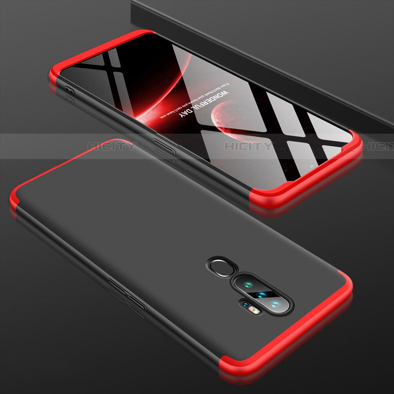 Coque Plastique Mat Protection Integrale 360 Degres Avant et Arriere Etui Housse pour Oppo A11 Rouge et Noir Plus