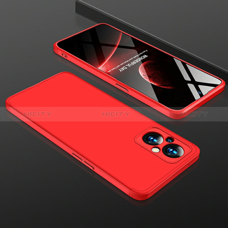 Coque Plastique Mat Protection Integrale 360 Degres Avant et Arriere Etui Housse pour Oppo A96 5G Rouge Plus