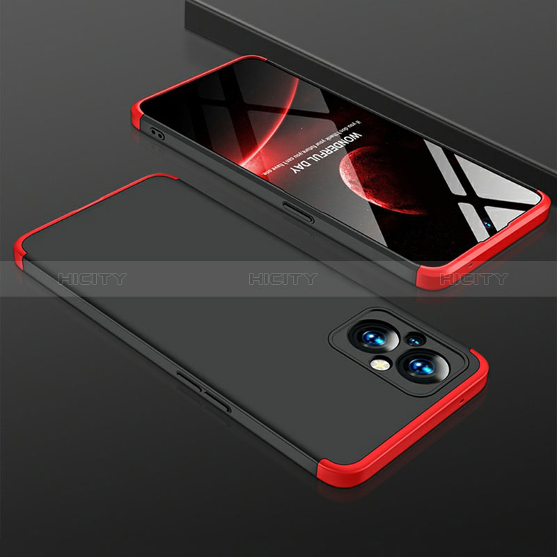 Coque Plastique Mat Protection Integrale 360 Degres Avant et Arriere Etui Housse pour Oppo A96 5G Rouge et Noir Plus