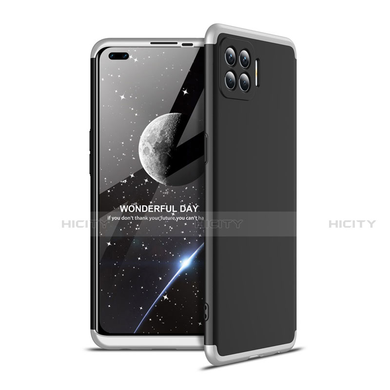 Coque Plastique Mat Protection Integrale 360 Degres Avant et Arriere Etui Housse pour Oppo F17 Pro Argent et Noir Plus