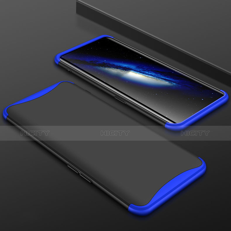 Coque Plastique Mat Protection Integrale 360 Degres Avant et Arriere Etui Housse pour Oppo Find X Bleu et Noir Plus