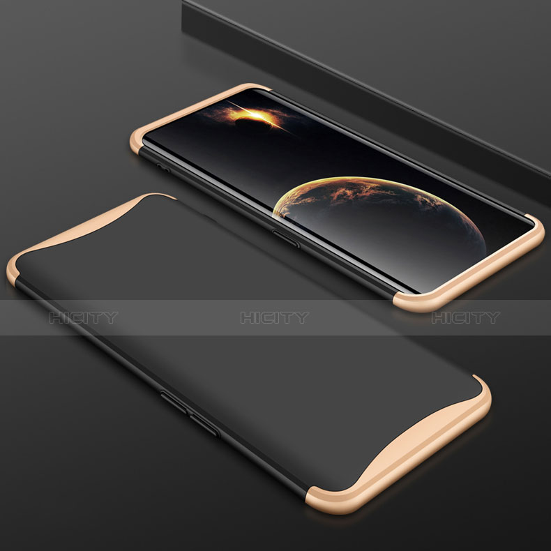 Coque Plastique Mat Protection Integrale 360 Degres Avant et Arriere Etui Housse pour Oppo Find X Super Flash Edition Or et Noir Plus