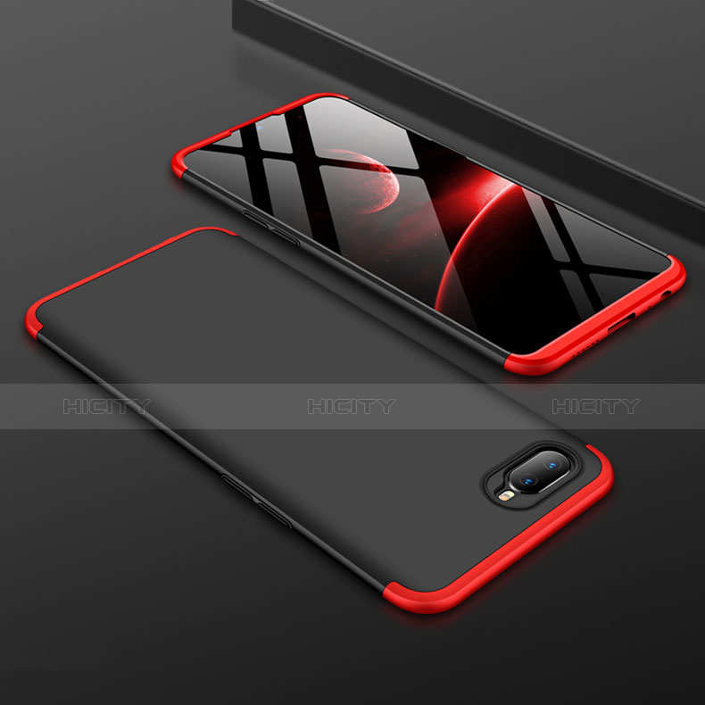 Coque Plastique Mat Protection Integrale 360 Degres Avant et Arriere Etui Housse pour Oppo K1 Rouge et Noir Plus