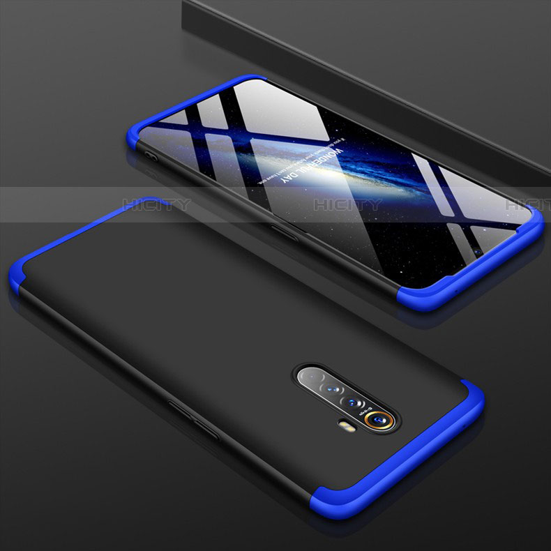 Coque Plastique Mat Protection Integrale 360 Degres Avant et Arriere Etui Housse pour Oppo Reno Ace Bleu et Noir Plus