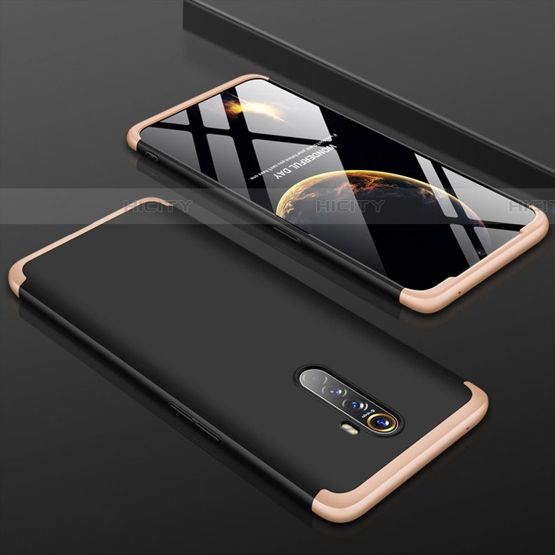 Coque Plastique Mat Protection Integrale 360 Degres Avant et Arriere Etui Housse pour Oppo Reno Ace Or et Noir Plus