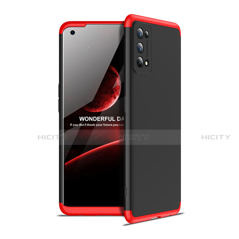 Coque Plastique Mat Protection Integrale 360 Degres Avant et Arriere Etui Housse pour Realme 7 Pro Rouge et Noir Plus