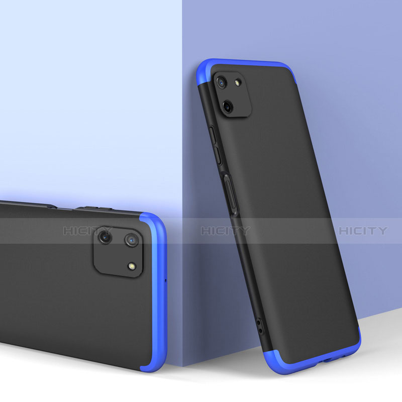 Coque Plastique Mat Protection Integrale 360 Degres Avant et Arriere Etui Housse pour Realme C11 Bleu et Noir Plus