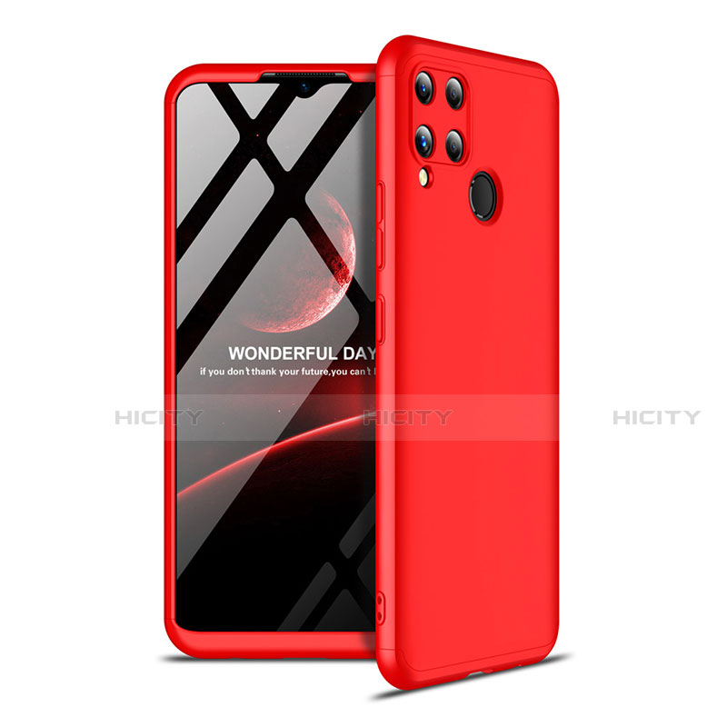 Coque Plastique Mat Protection Integrale 360 Degres Avant et Arriere Etui Housse pour Realme C15 Rouge Plus