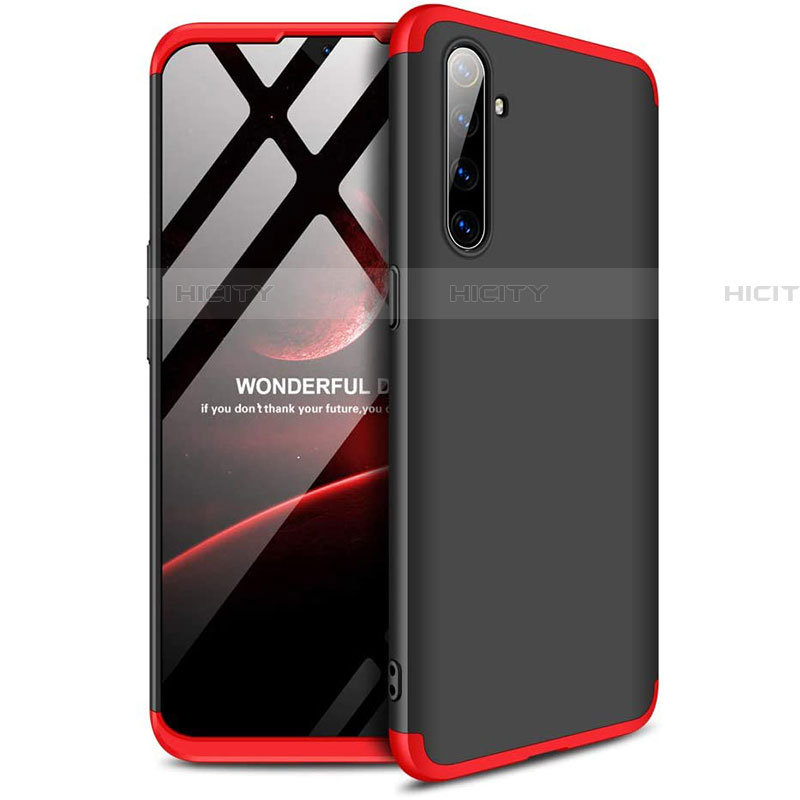 Coque Plastique Mat Protection Integrale 360 Degres Avant et Arriere Etui Housse pour Realme X2 Rouge et Noir Plus