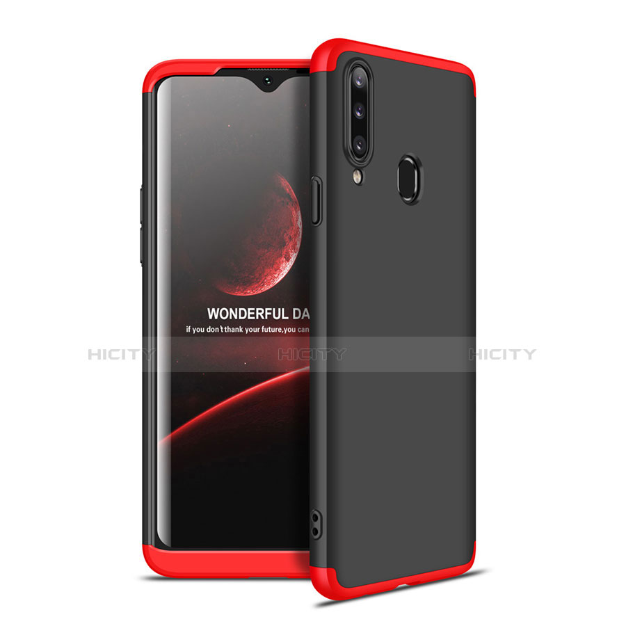 Coque Plastique Mat Protection Integrale 360 Degres Avant et Arriere Etui Housse pour Samsung Galaxy A20s Rouge et Noir Plus