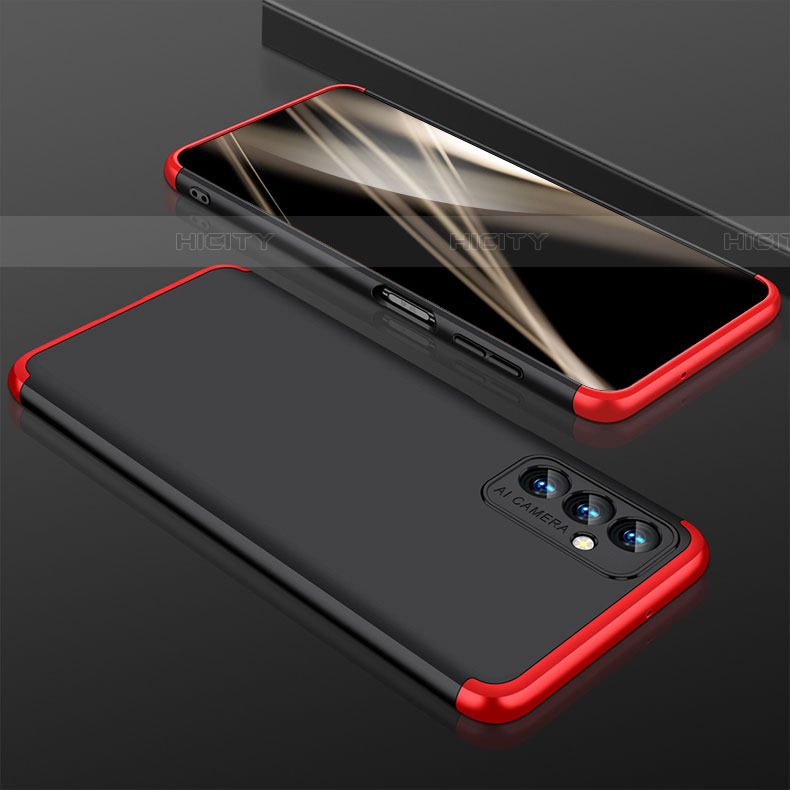 Coque Plastique Mat Protection Integrale 360 Degres Avant et Arriere Etui Housse pour Samsung Galaxy A24 4G Rouge et Noir Plus