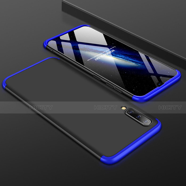 Coque Plastique Mat Protection Integrale 360 Degres Avant et Arriere Etui Housse pour Samsung Galaxy A50 Bleu et Noir Plus