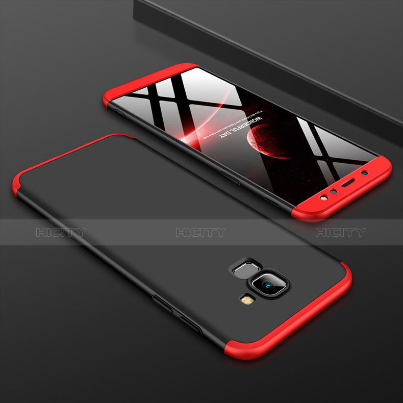 Coque Plastique Mat Protection Integrale 360 Degres Avant et Arriere Etui Housse pour Samsung Galaxy A6 (2018) Dual SIM Rouge et Noir Plus