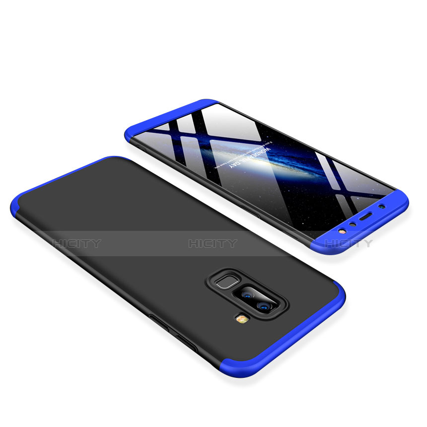 Coque Plastique Mat Protection Integrale 360 Degres Avant et Arriere Etui Housse pour Samsung Galaxy A6 Plus (2018) Bleu et Noir Plus