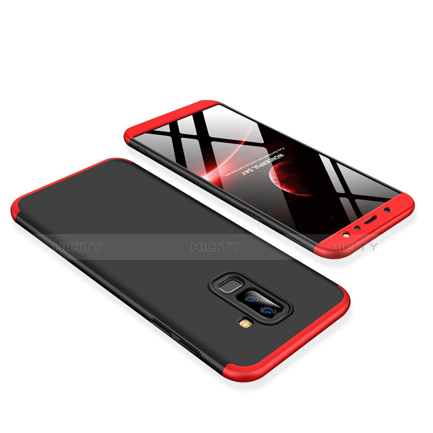 Coque Plastique Mat Protection Integrale 360 Degres Avant et Arriere Etui Housse pour Samsung Galaxy A6 Plus (2018) Rouge et Noir Plus