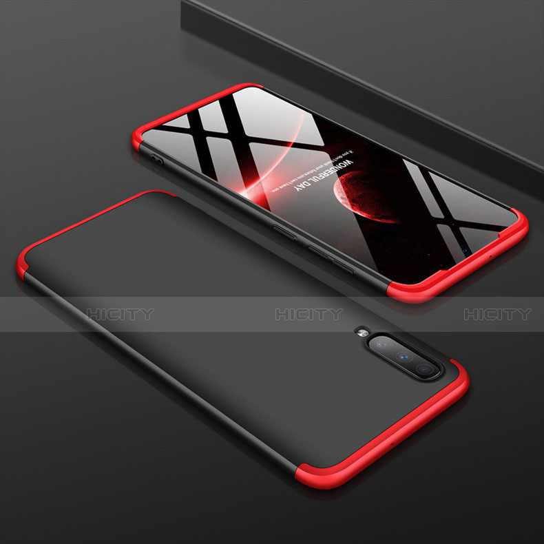 Coque Plastique Mat Protection Integrale 360 Degres Avant et Arriere Etui Housse pour Samsung Galaxy A70 Rouge et Noir Plus