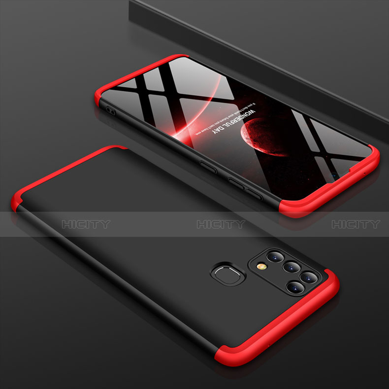 Coque Plastique Mat Protection Integrale 360 Degres Avant et Arriere Etui Housse pour Samsung Galaxy M31 Prime Edition Rouge et Noir Plus