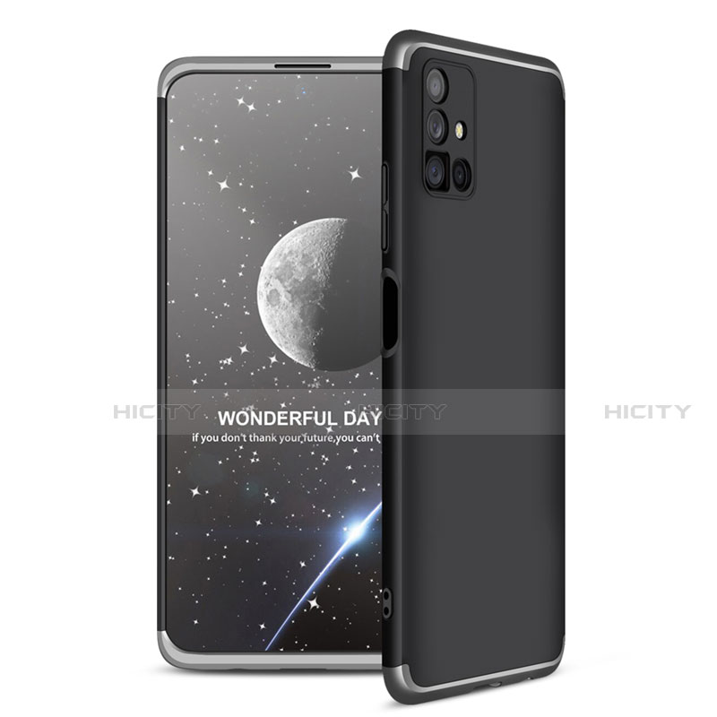 Coque Plastique Mat Protection Integrale 360 Degres Avant et Arriere Etui Housse pour Samsung Galaxy M51 Argent et Noir Plus