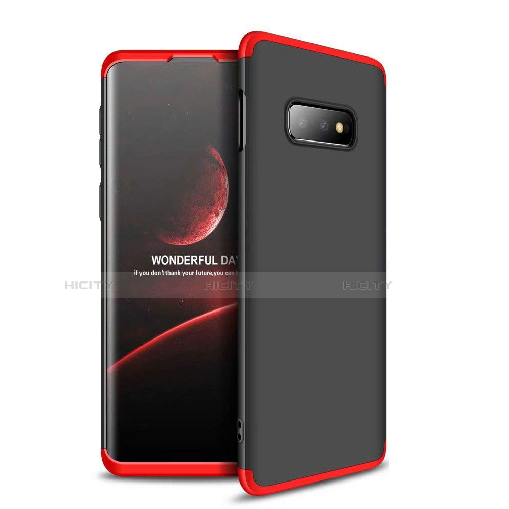 Coque Plastique Mat Protection Integrale 360 Degres Avant et Arriere Etui Housse pour Samsung Galaxy S10e Rouge et Noir Plus